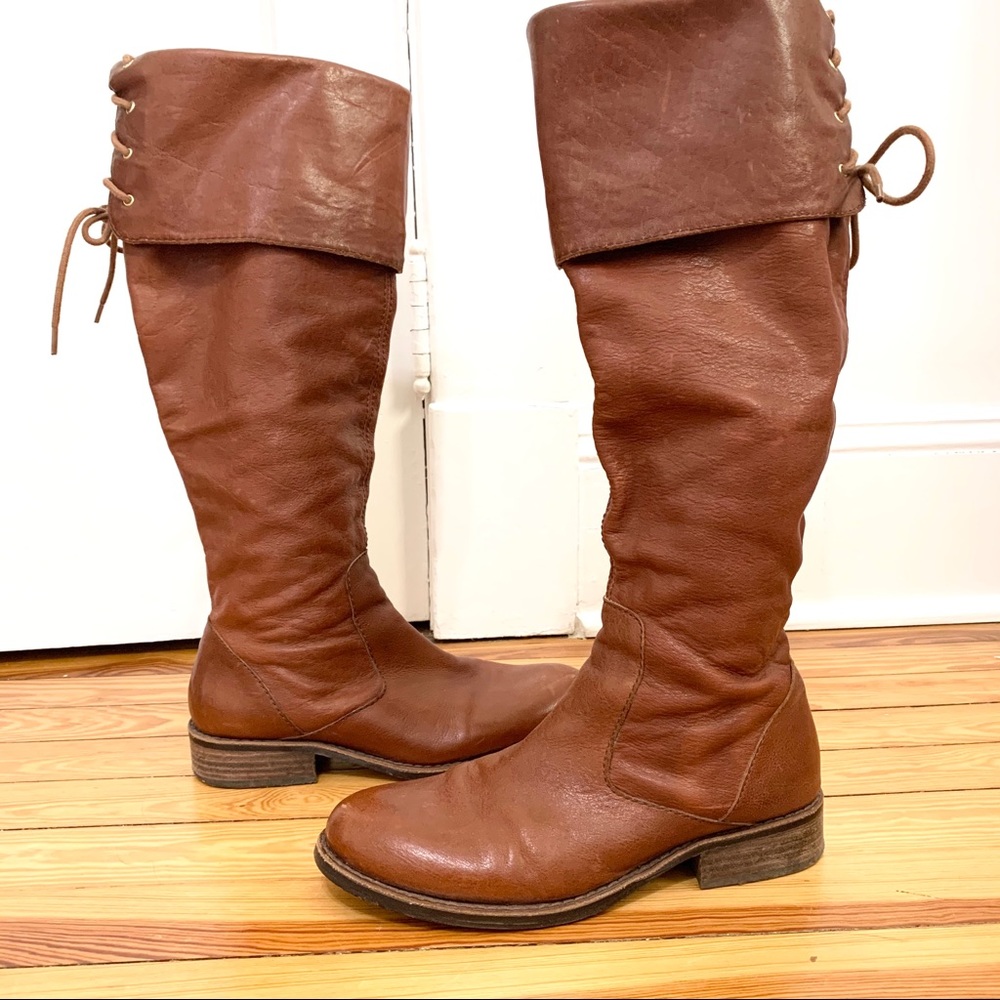 Vince Camuto Brown Leather “Fays” Riding Boots